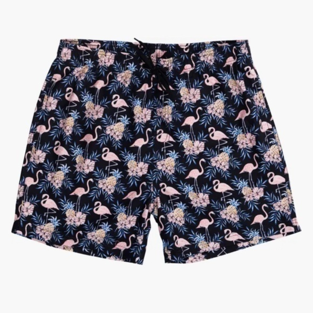 Burnside Flamingo & Pineapple Print Swim Trunks NEW with tags
